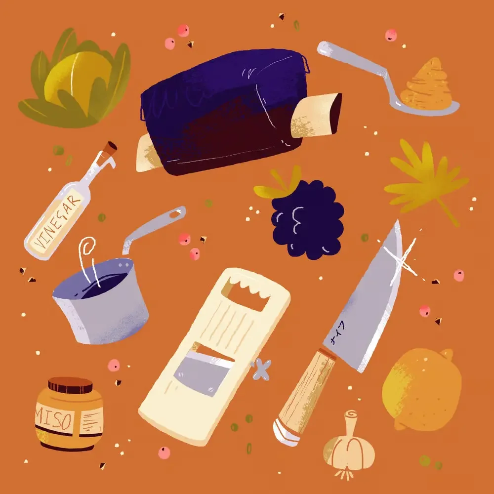 Student project by Kyle Abraham, titled "That Night's Dinner", made in illustrator via Skillshare.