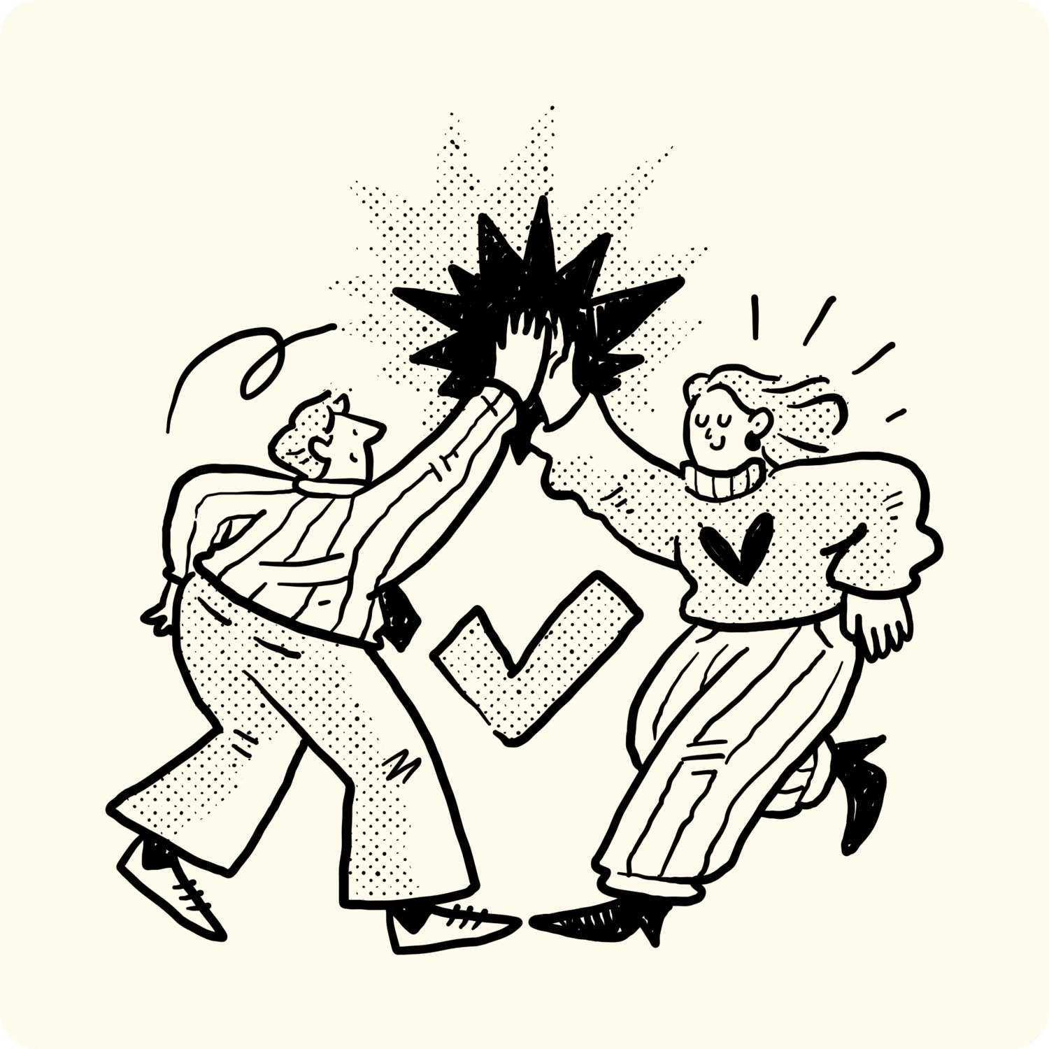 illustration of two people giving each other a high five as they use conflict resolution skills