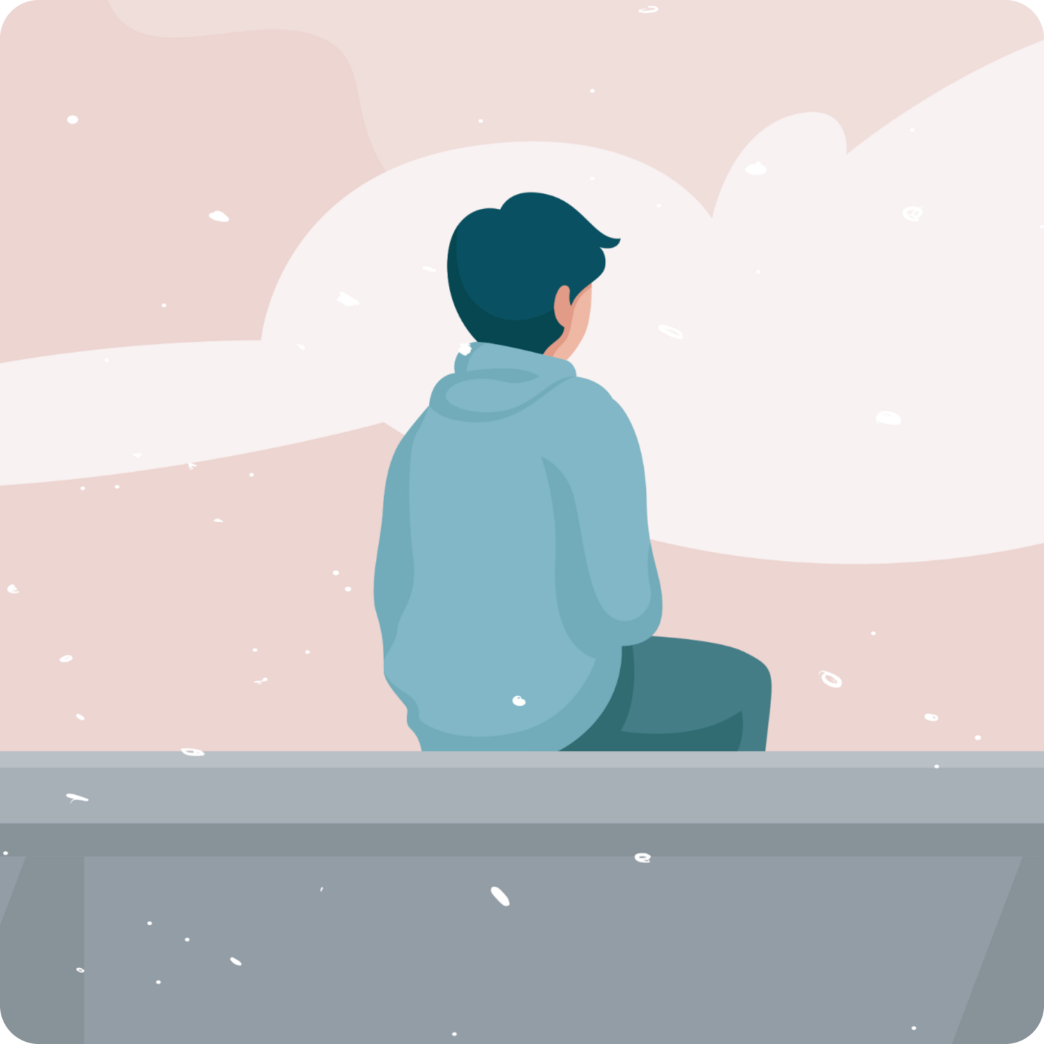illustration of a person sitting and using the STOP skill DBT to calm down