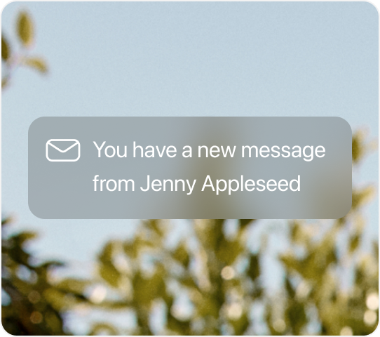notification showing a new message from Jenny Appleseed