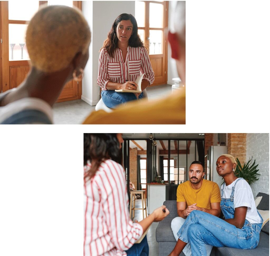 man and woman at schedule practice appointment with practitioner