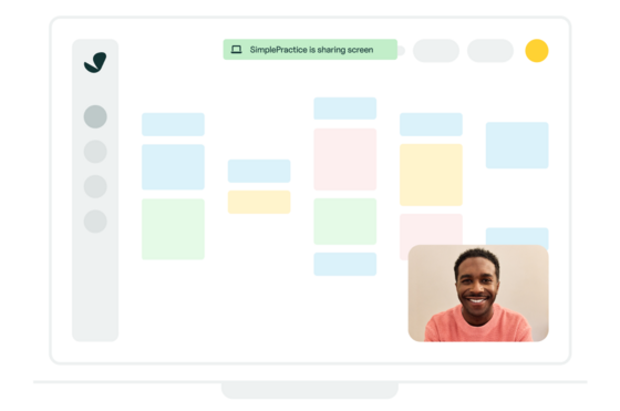 computer with video call and EHR software