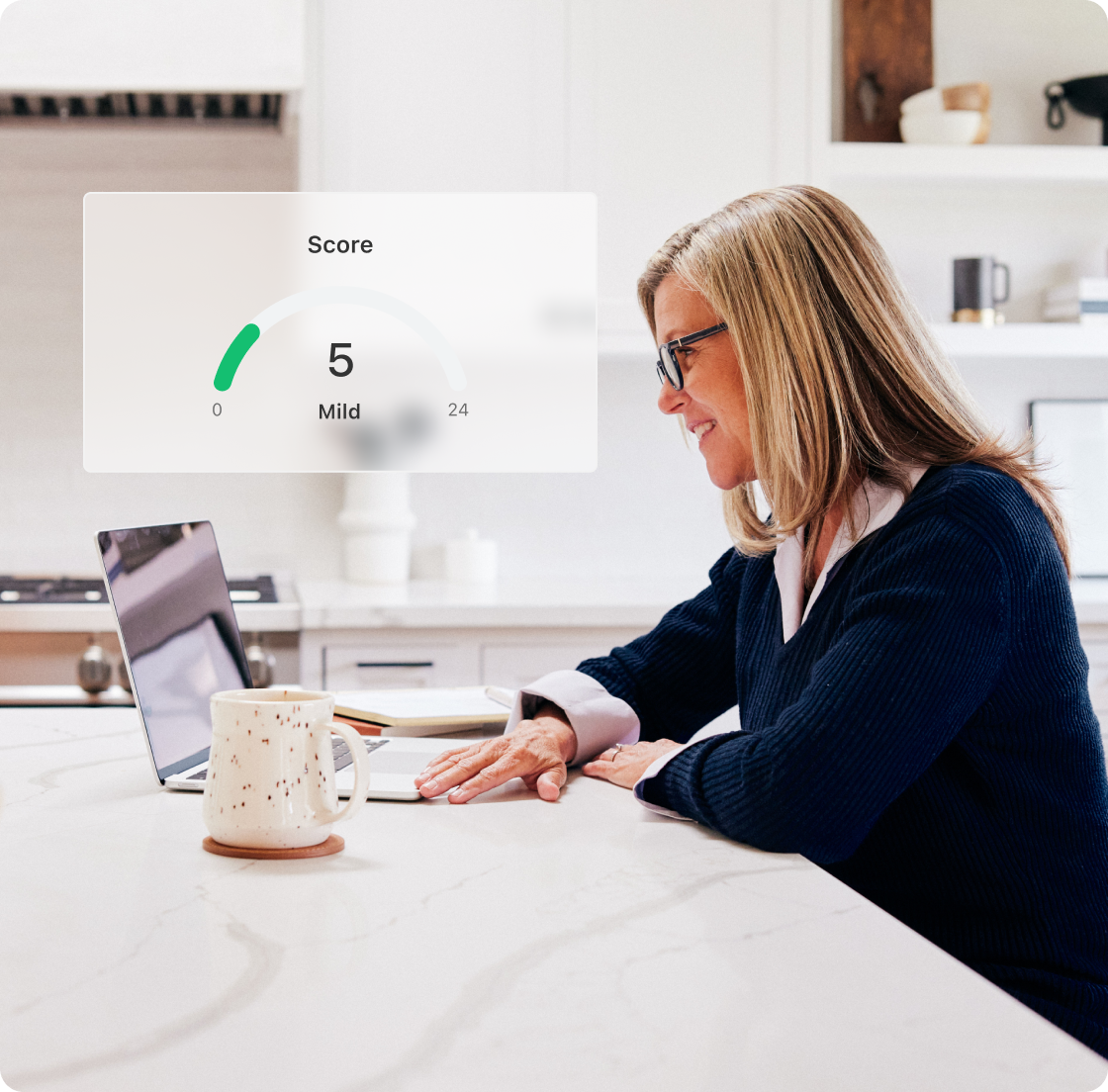 Graphic of clinician reviewing automated scoring module