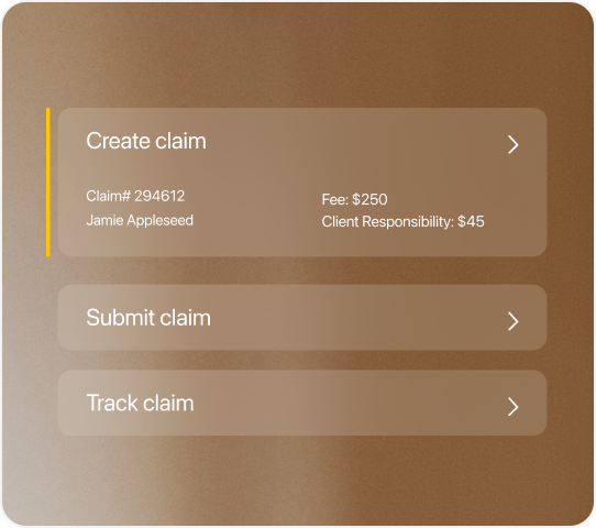 product screenshot showing a claim being created