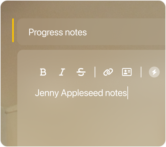 screenshot of a user typing progress notes