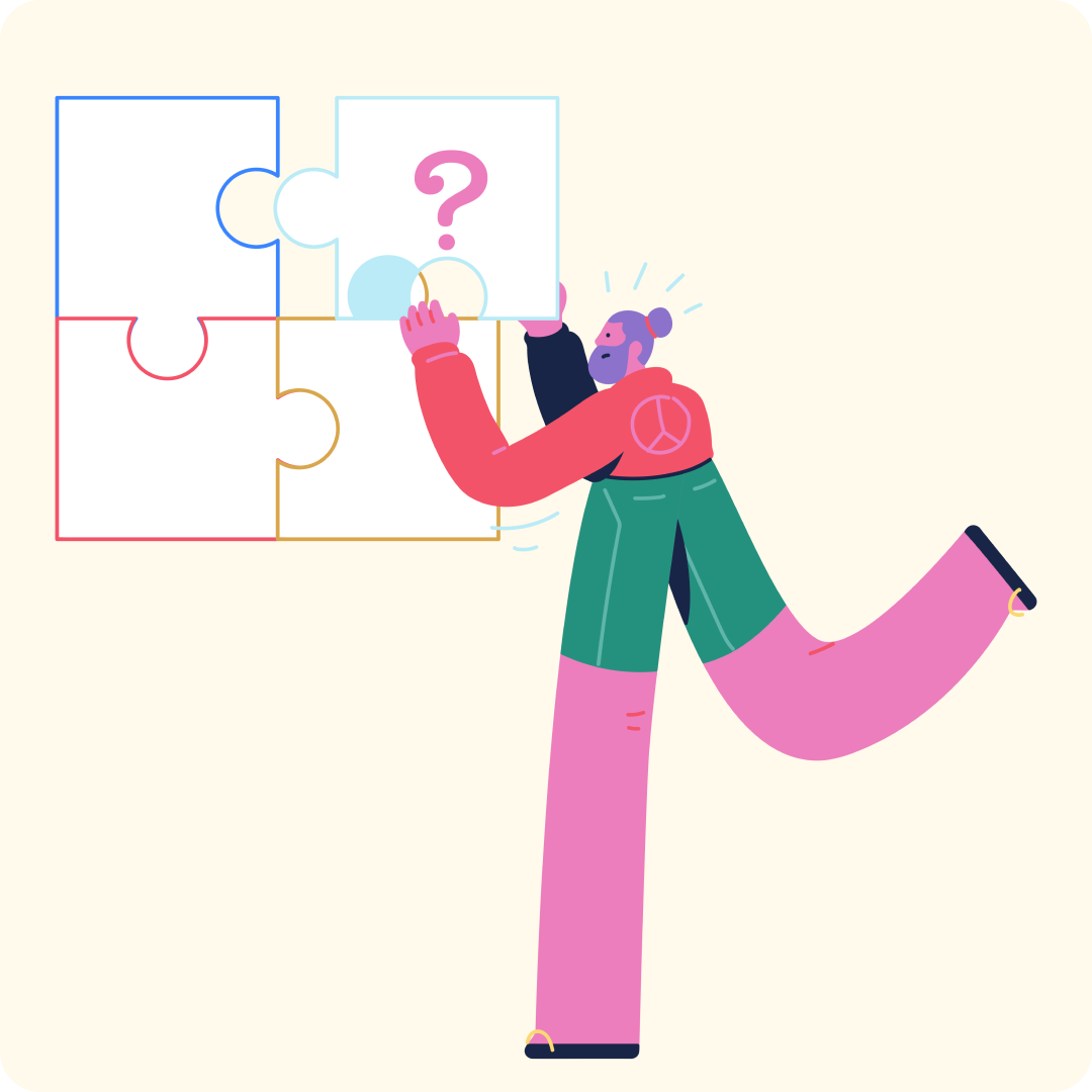 illustration of person putting a piece in a puzzle