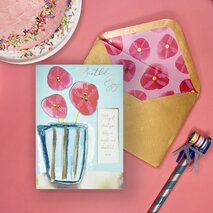 Flowers, Vase and Lettering Birthday Card