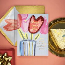 Tulips and Lettering Birthday Card