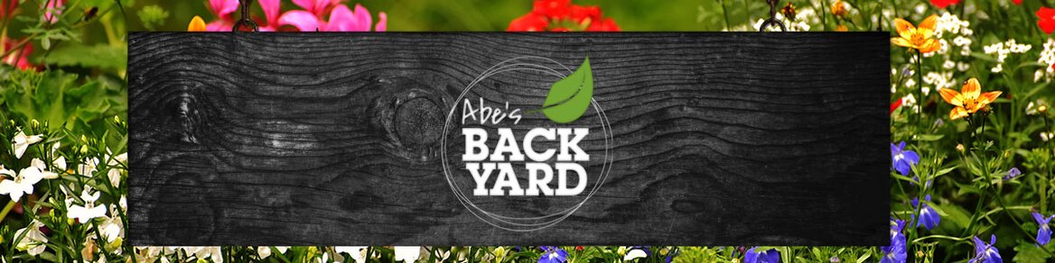 Abe's Back Yard garden center banner