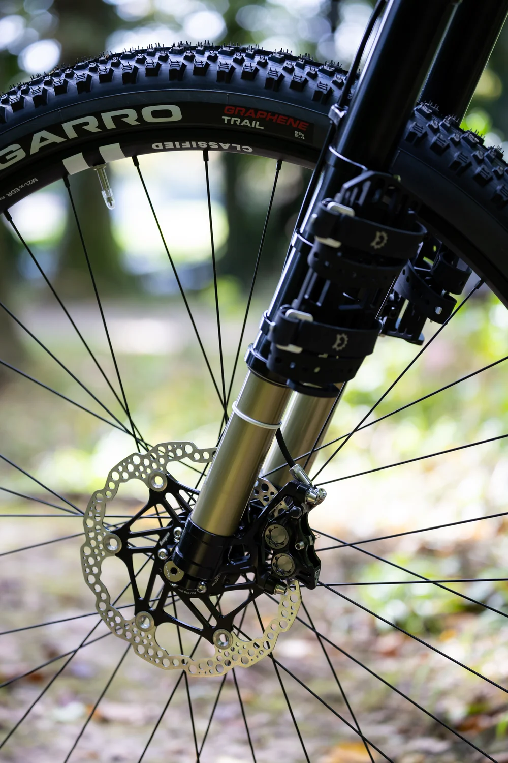 Classified J-Bend rear hub detail on adventure MTB