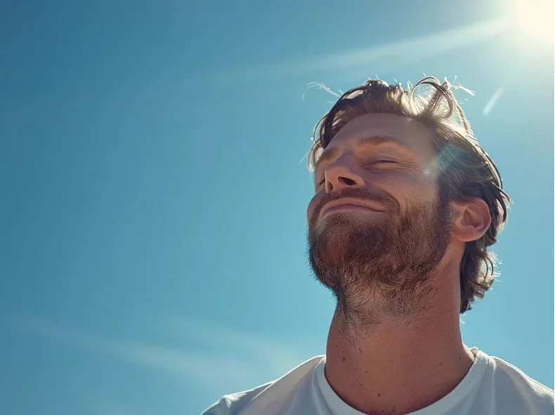 Happy man enjoying the sun