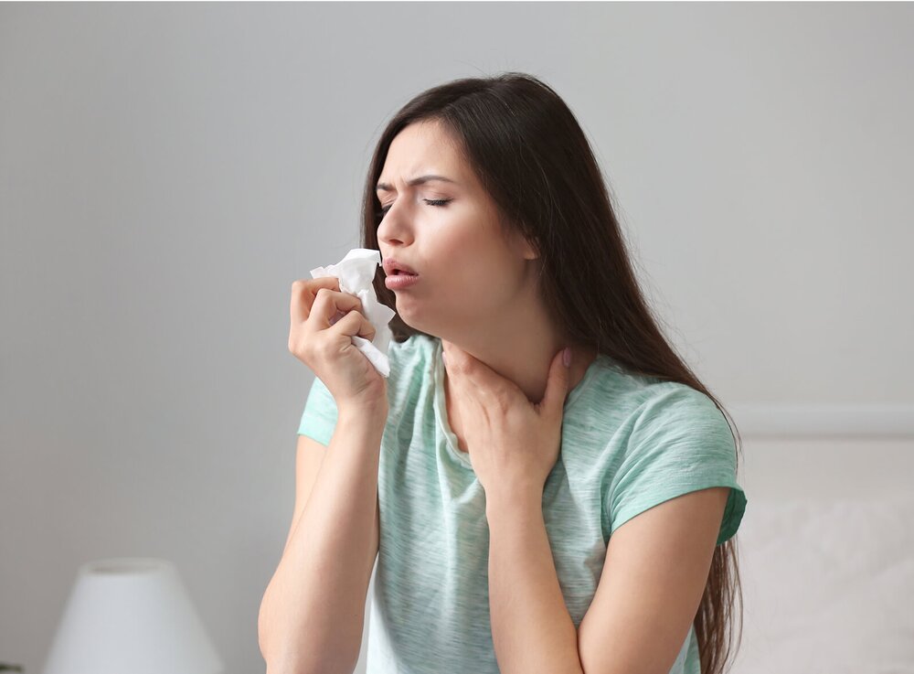 woman coughing