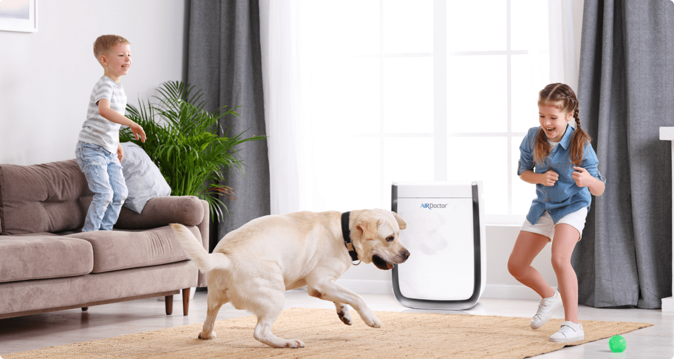 Children playing around AirDoctor Unit