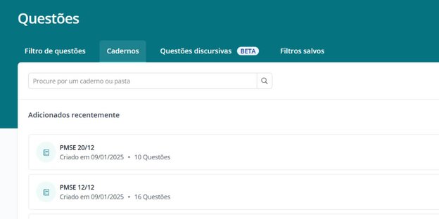 Organize seus estudos com caderno de questões QConcursos.