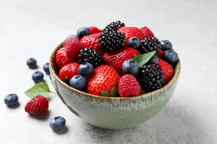 A bowl of heart-healthy mixed berries