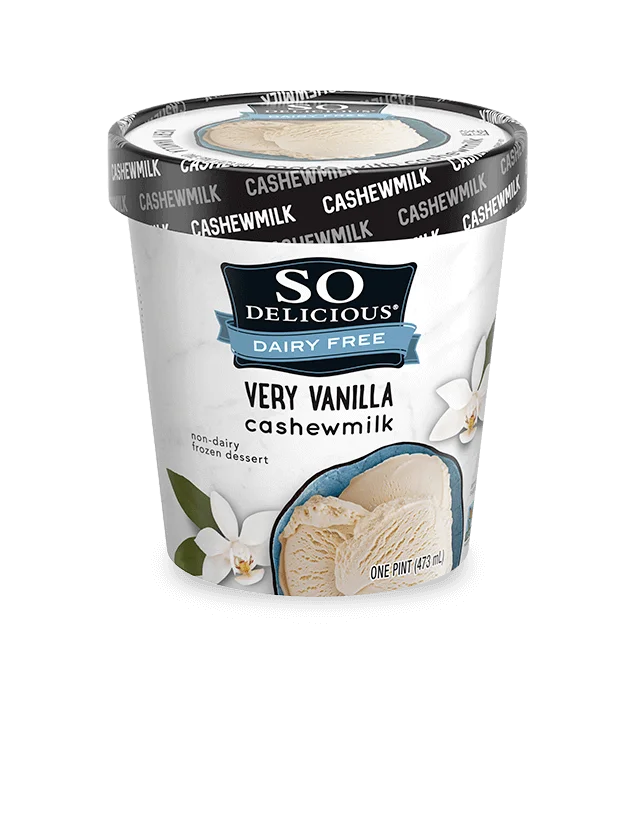 Pint of So Delicious Very Vanilla cashew milk ice cream