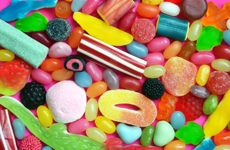 Colorful candy with artificial coloring.