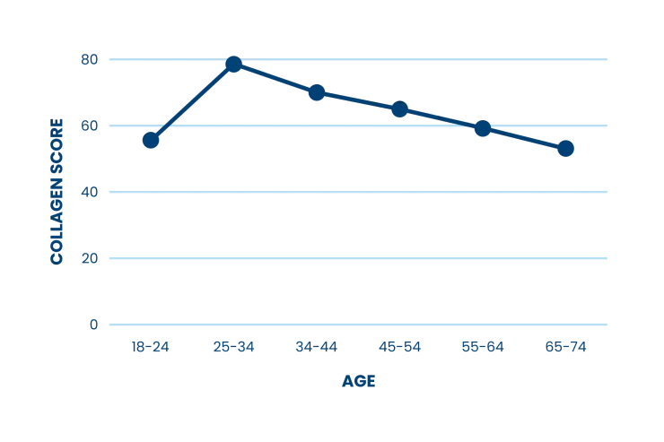 A line chart depicting collagen loss as you age