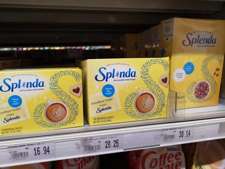 Splenda Sweetener Sugar box display for sell in the supermarket shelf.