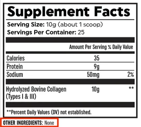Collagen Supplement Contains No Added Ingredients