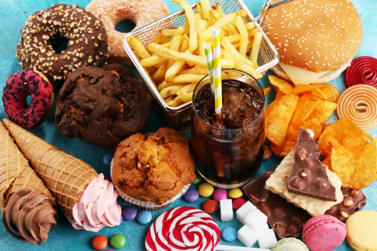 Sugary, Processed, Unhealthy Food and Drinks for the Brain.