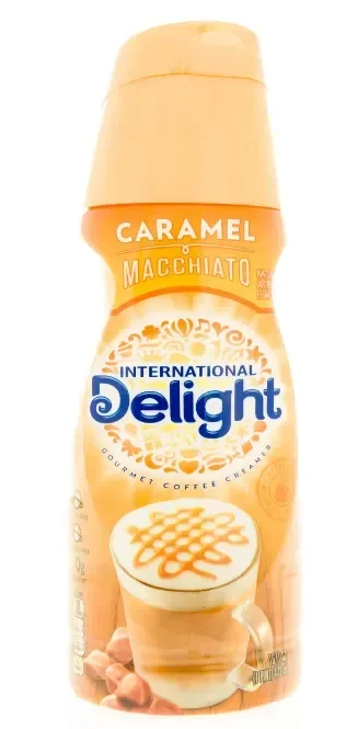 Container of International Delight Caramel Macchiato Coffee Creamer