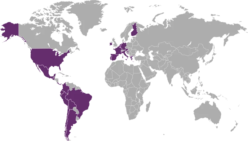 Mapa mundial mostrando presencia de VitaXtra T+
