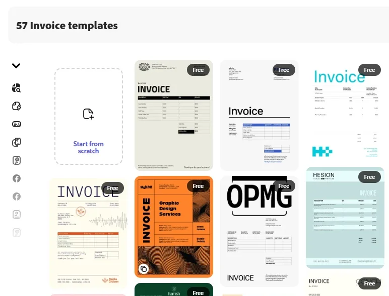Adobe Express invoice template
