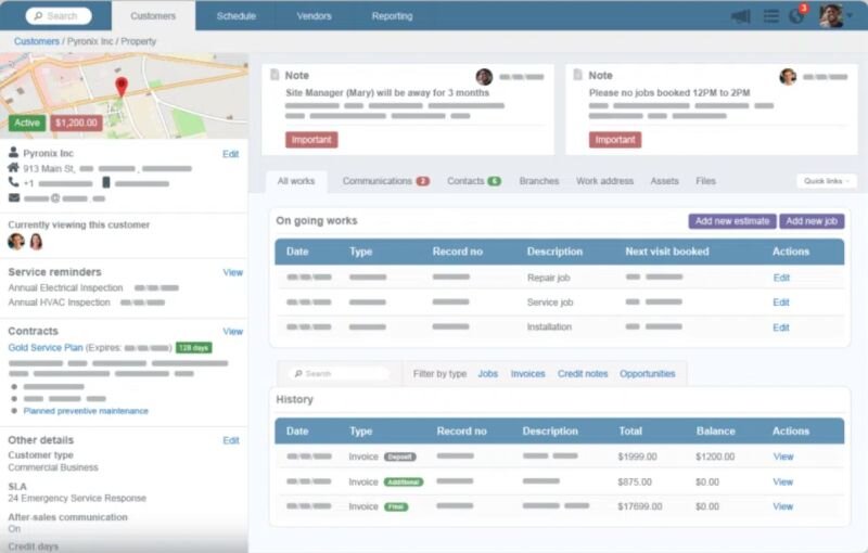 Sample of Commusoft scheduling interface