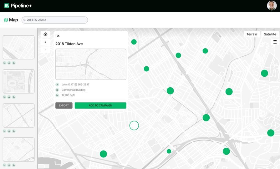 Map of potential HVAC jobs and leads in BuildOps Pipeline+