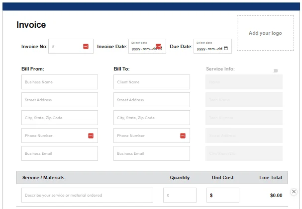 ServiceTitan invoice template