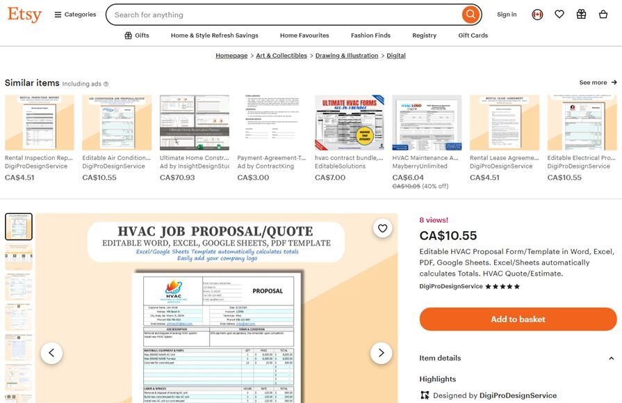 Etsy invoice example