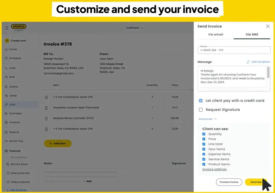 Workiz invoicing software