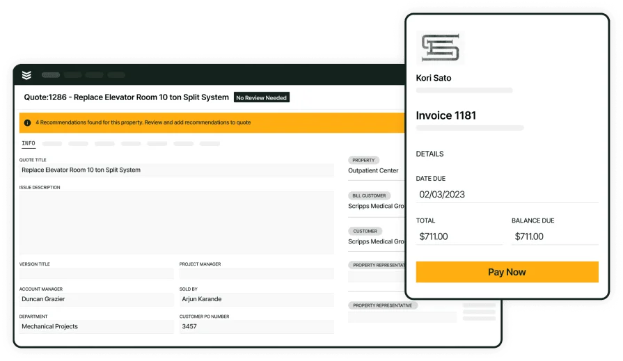 Quote generated in BuildOps linked to a payable invoice