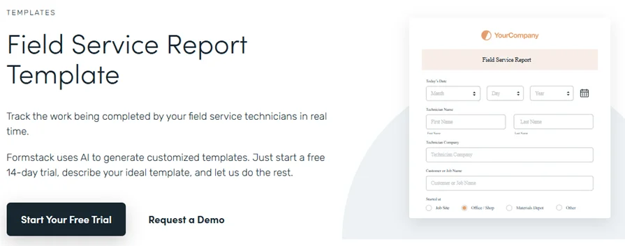 Formstack field service template