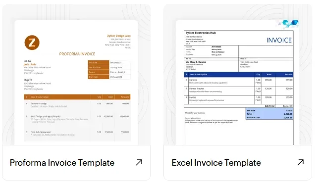 Zoho invoice template