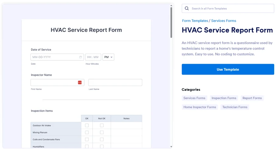 Jotform field report template