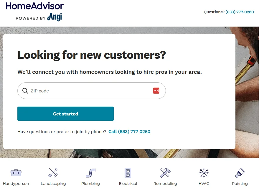 HomeAdvisor leads tool