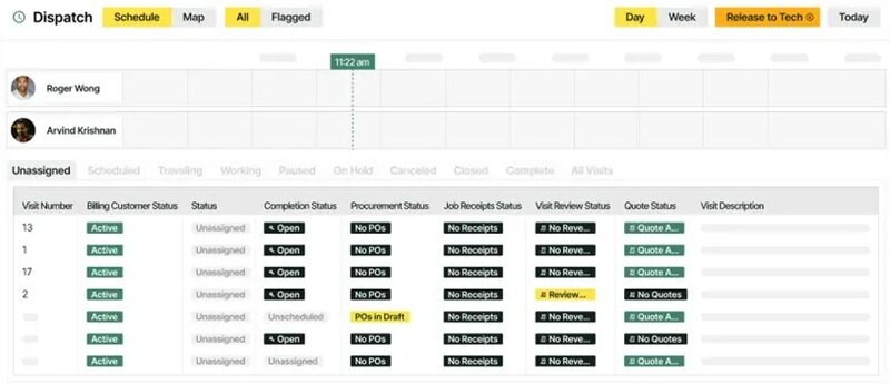 HVAC scheduler tool with multiple available technicians.
