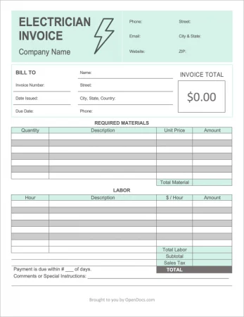 OpenDocs invoice template