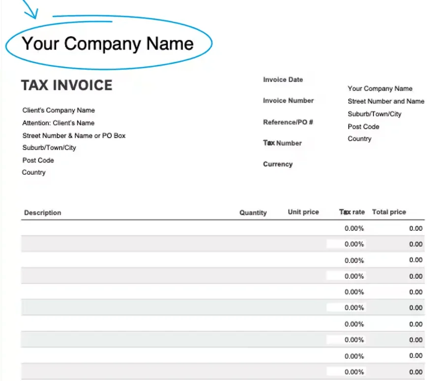 Xero invoice template