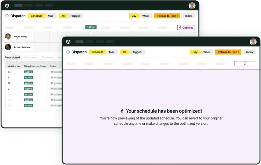 Auto-optimized BuildOps dispatch board