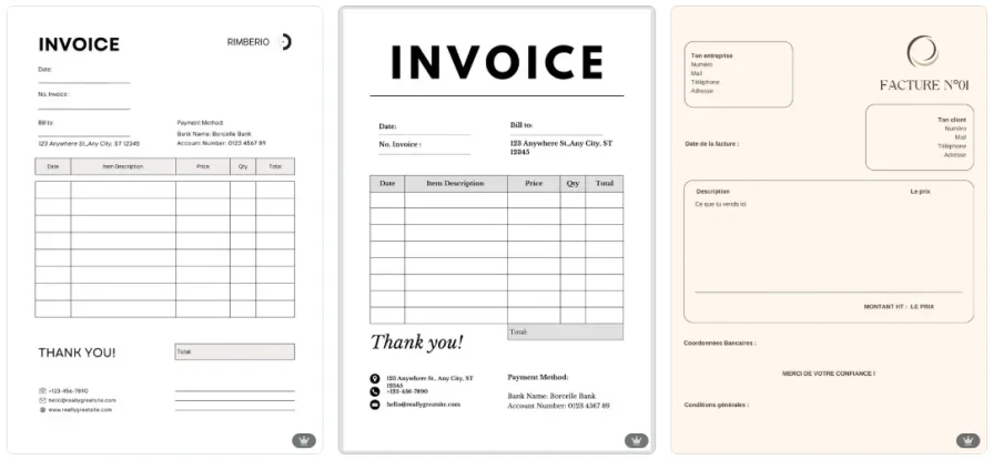Canva invoice template