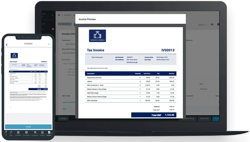 Tradify invoice template