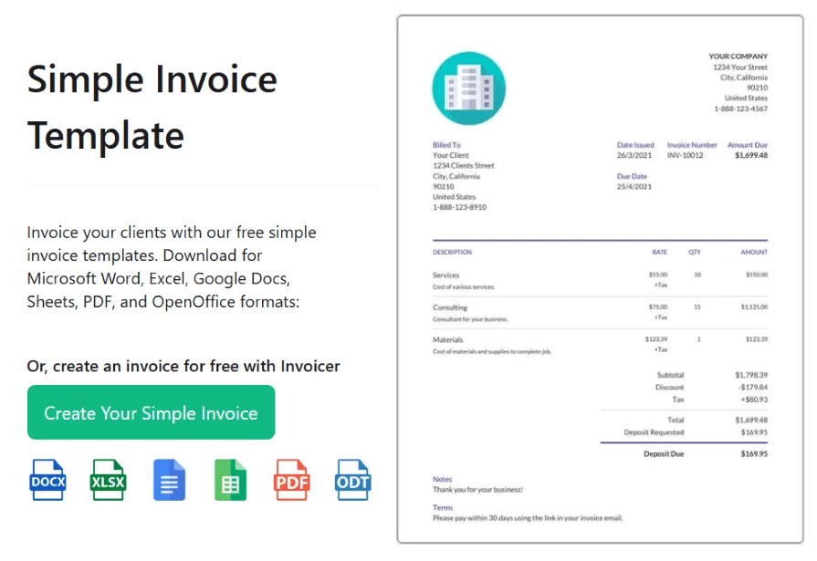 Invoicer AI invoice template