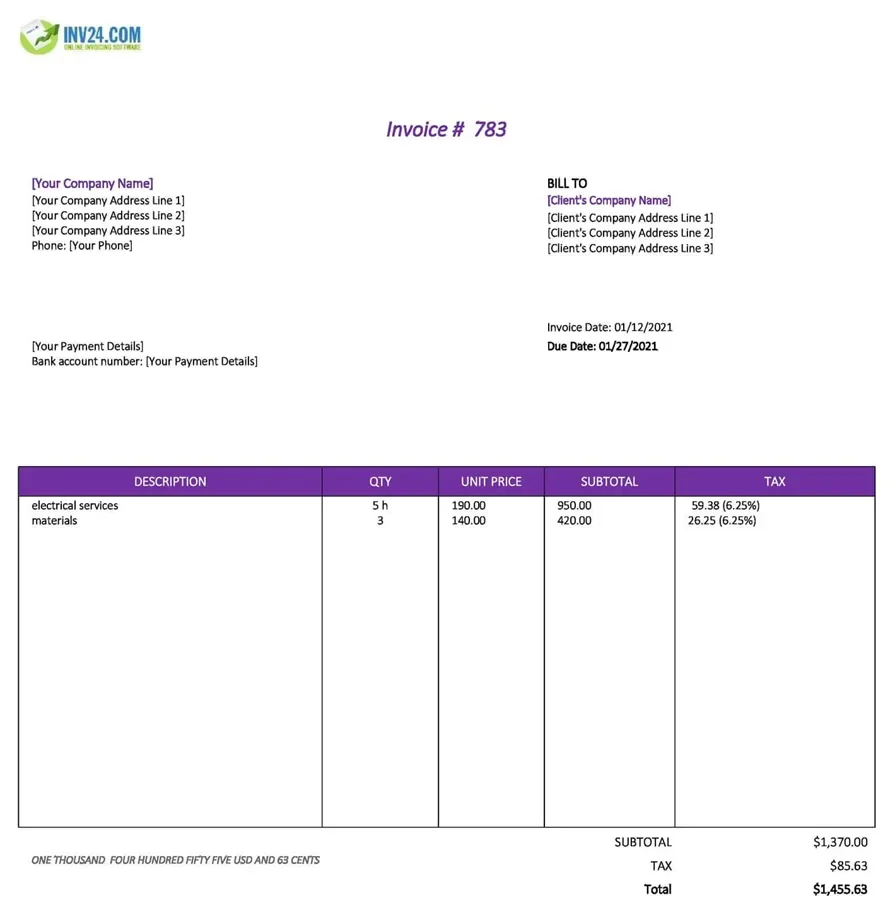 inv24 invoice template