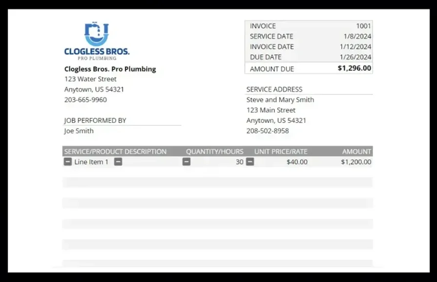 Housecall Pro invoice template