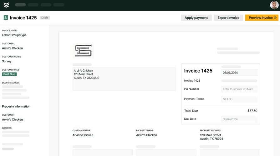 BuildOps invoice interface