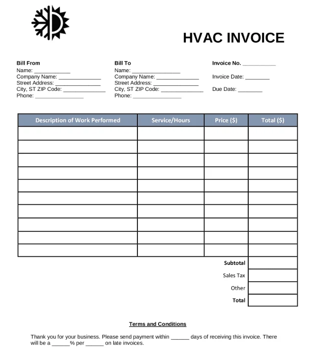 eForms invoice template