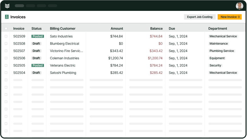 Invoice reporting in BuildOps tool